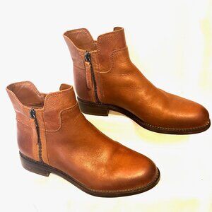 Franco Sarto Halford Women's Two Tone Brown Zip Up Ankle Boots-Leather 7 1/2